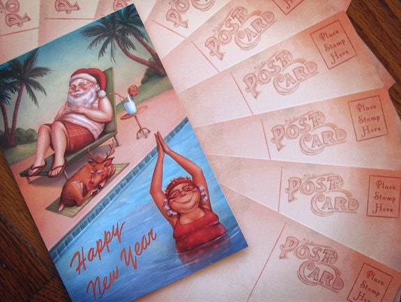 Holiday Postcard Set (10 Pack)  4x6 Vintage Inspired Postcard Greetings