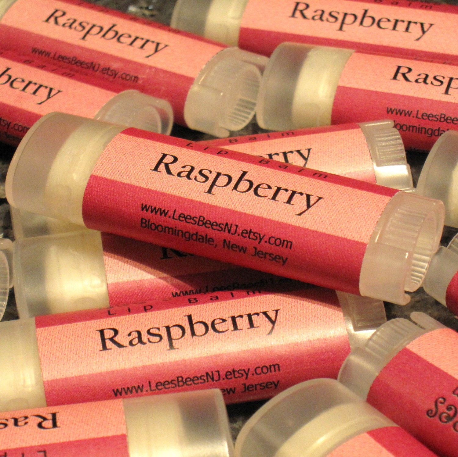 Raspberry Lip Balm - Three Tubes of Beeswax Lip Salve Chapstick from Lee the Beekeeper