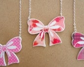 Bow Necklace Floral pink : Handmade Jewellery