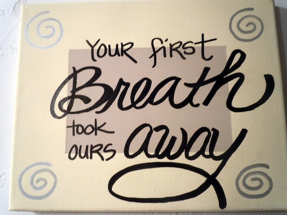 Hand-painted 8x10 canvas with quote for baby