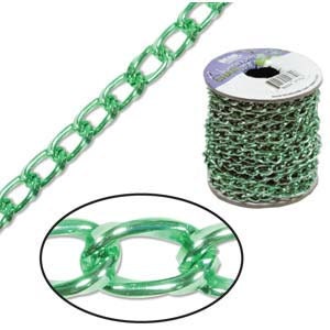 20 Foot Spool of Kelly Green Aluminum Curb Chain 9.3 x 5.3mm WIDE
