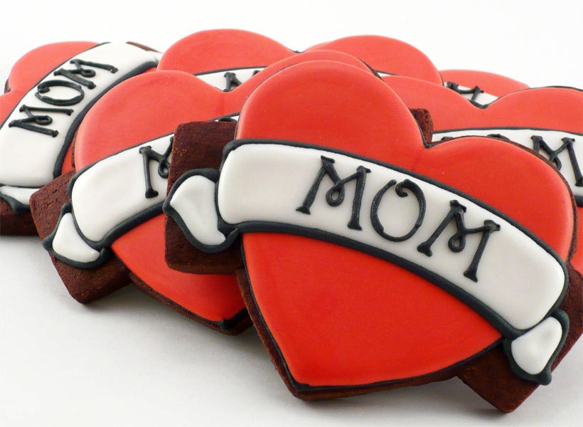 Decorated Cookies - Mother's Day - Heart Tattoo