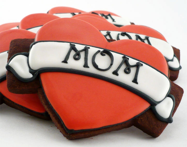 Decorated Cookies - Mother's Day - Heart Tattoo