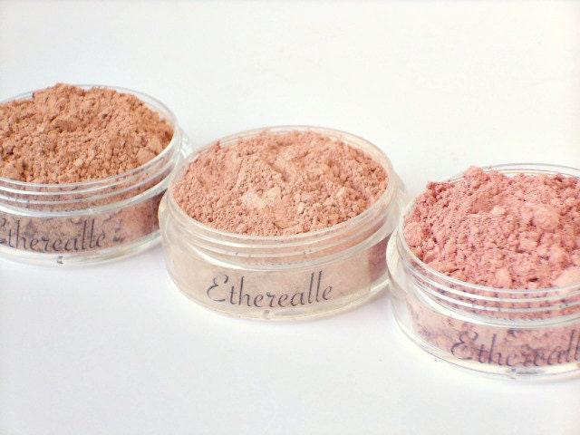 Mineral Blush Set - Ballerina (nude pink), Bakery (peach), Blossom (natural pink), 3 (20g) jars - Vegan - Etherealle