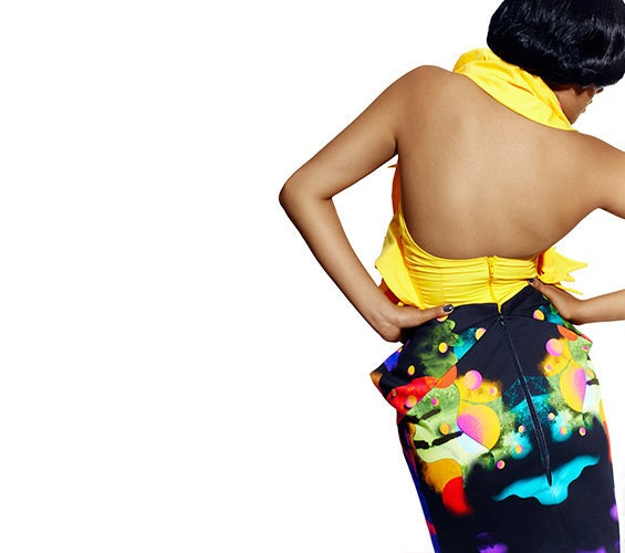 Digital printed and folded skirt