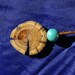 21 Inch Sea Green Bead Necklace With 1 1/2 Inch Wood Slice Pendant