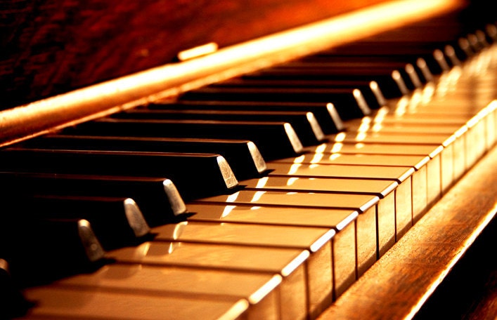 Jazz Piano Photography - 5x7 Golden Keys Vintage Fine Art Photograph Metallic Print Ivory Gold Music Angle Classy Musician Housewarming