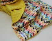 Baby Blanket, Chevron Baby Blanket with Yellow Minky