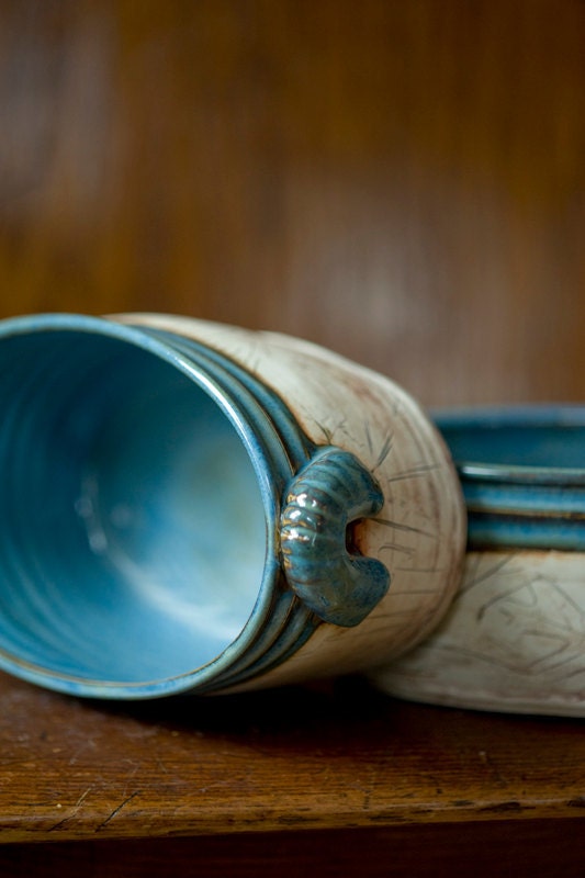 Rustic Ceramic Crock-Woodland Pottery-Leaf Print Pottery