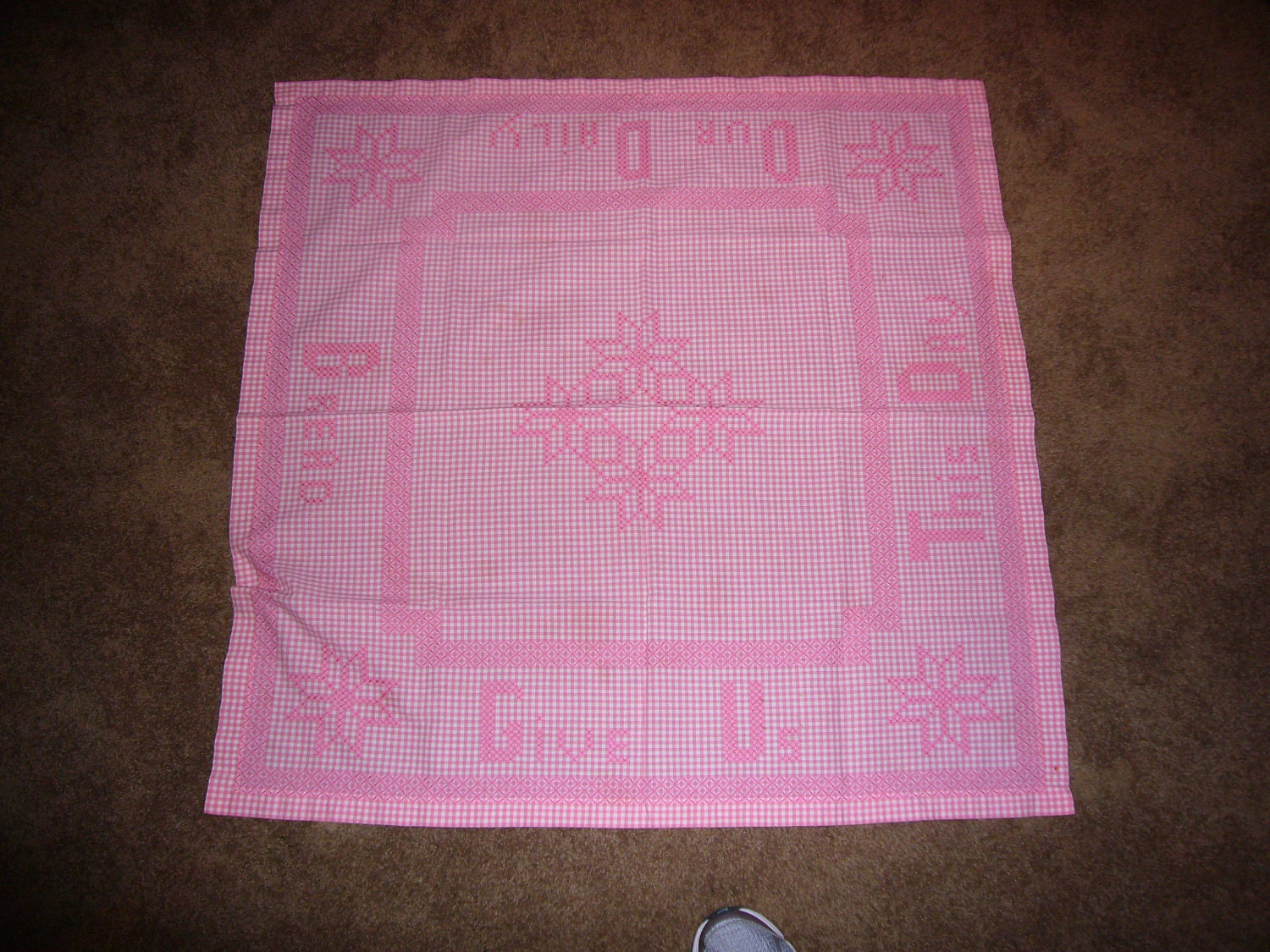 VIntage Card Table Cross Stitch Table cloth linen by MarlenesAttic