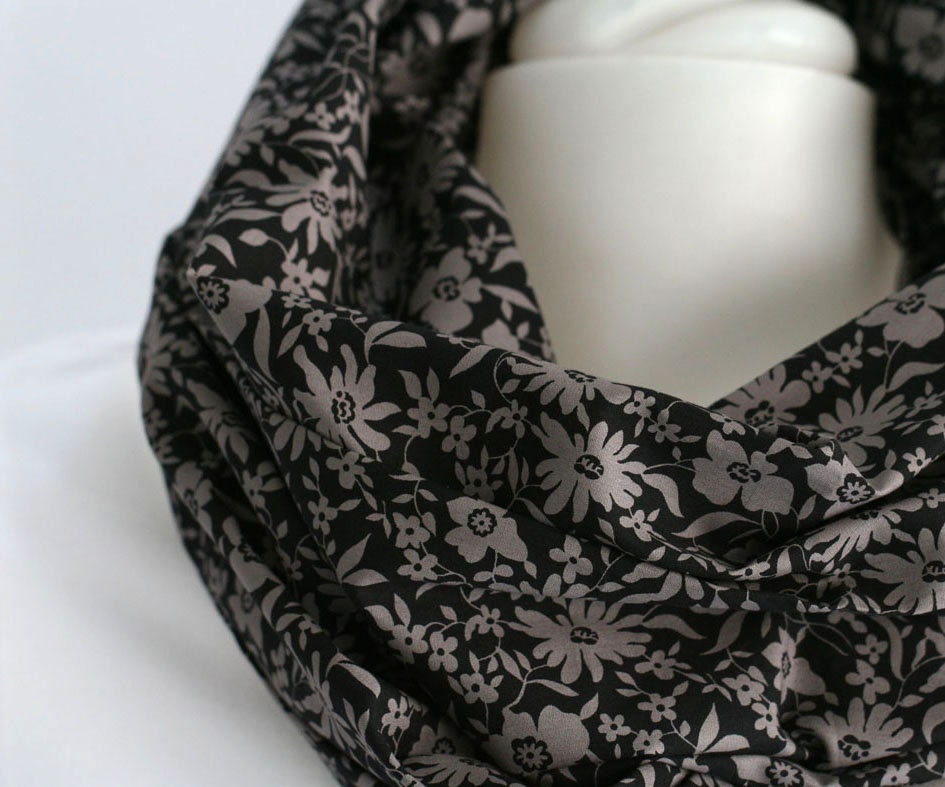 black floral loop scarf