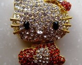 Red Pink Hello Kitty Swarovski Crystal Japan Necklace SALE Handmade Birthday