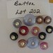 Lot of 12 Pretty Plastic Buttons with Clear Rhinestones, Shanks Lot 202