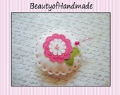 Felt Flower Pincushion Pillow, Beads Stick Pin,bowl filler,pin cushion, applique embroidery