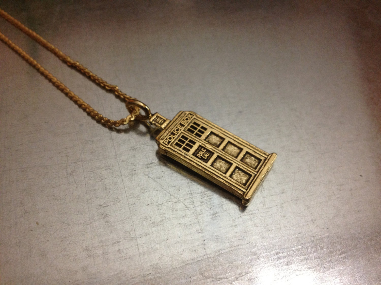 Doctor Who TARDIS Gold Plated Interpreted Charmed Necklace