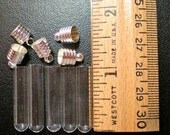 10 Test Tube, Tiny Glass Vials with Silver Cap. Miniature, Potion, Vials. DIY Pendant.