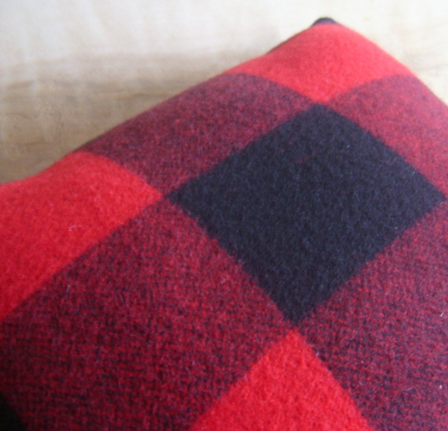 Wool Pillow - Pendleton Wool Fabric - Camp Blanket Rustic Cabin Buffalo Plaid