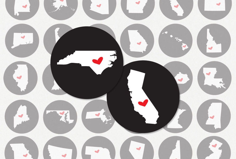 STATE LOVE - 1 Inch Circle Digital Collage Sheet for Bottle Cap Images, Cupcake Toppers and More No. 1437