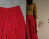 Gorgeous RED Full Pleated Rockabilly Long Skirt Vintage 1950s