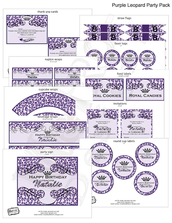 Purple Leopard Princess - Party Package Il_570xn