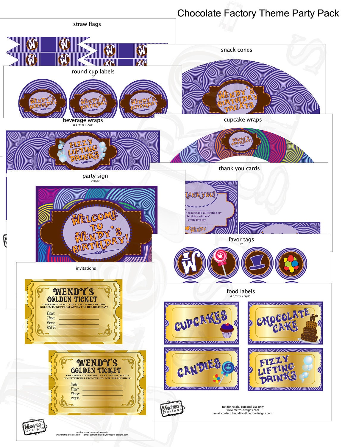 Chocolate Factory Birthday Party Package Il_570xn