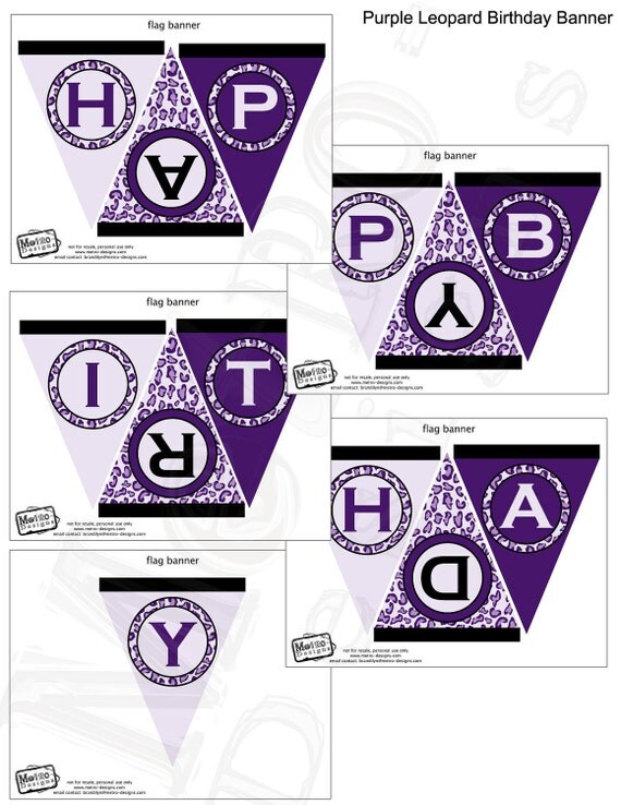 Purple Leopard Banner - Instant Download Il_570xn