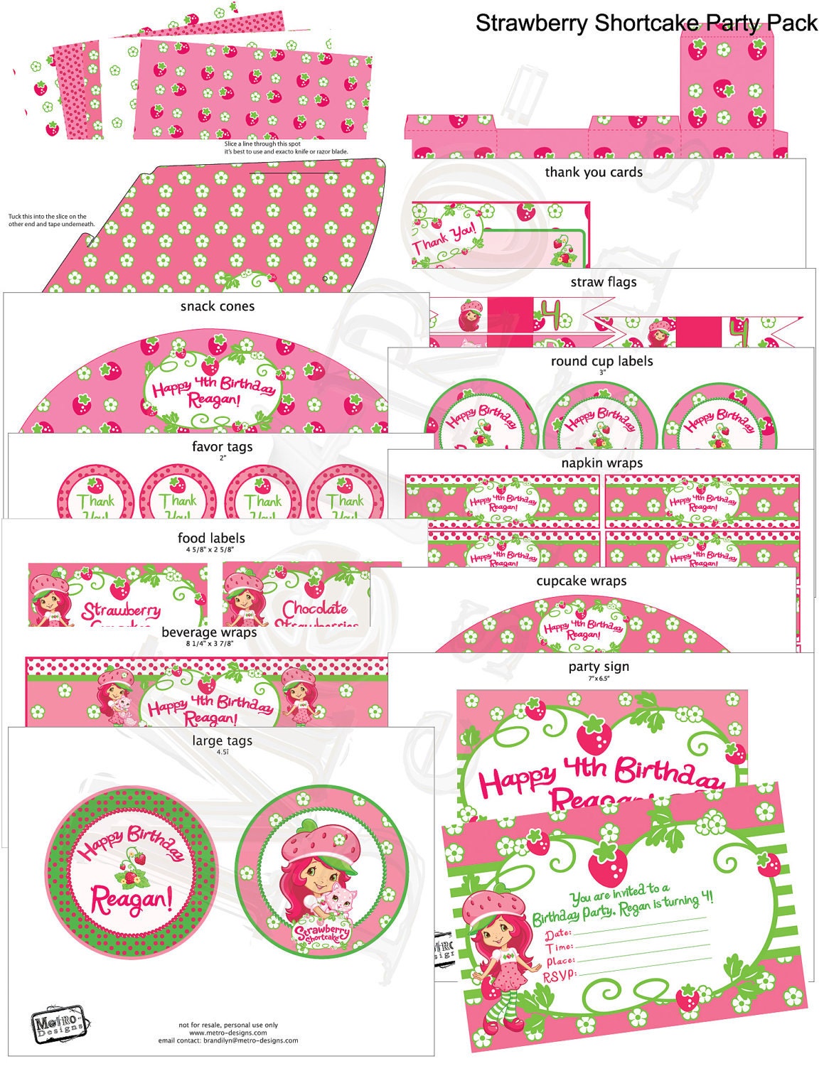 Strawberry Shortcake - Custom Party Kit Il_570xn