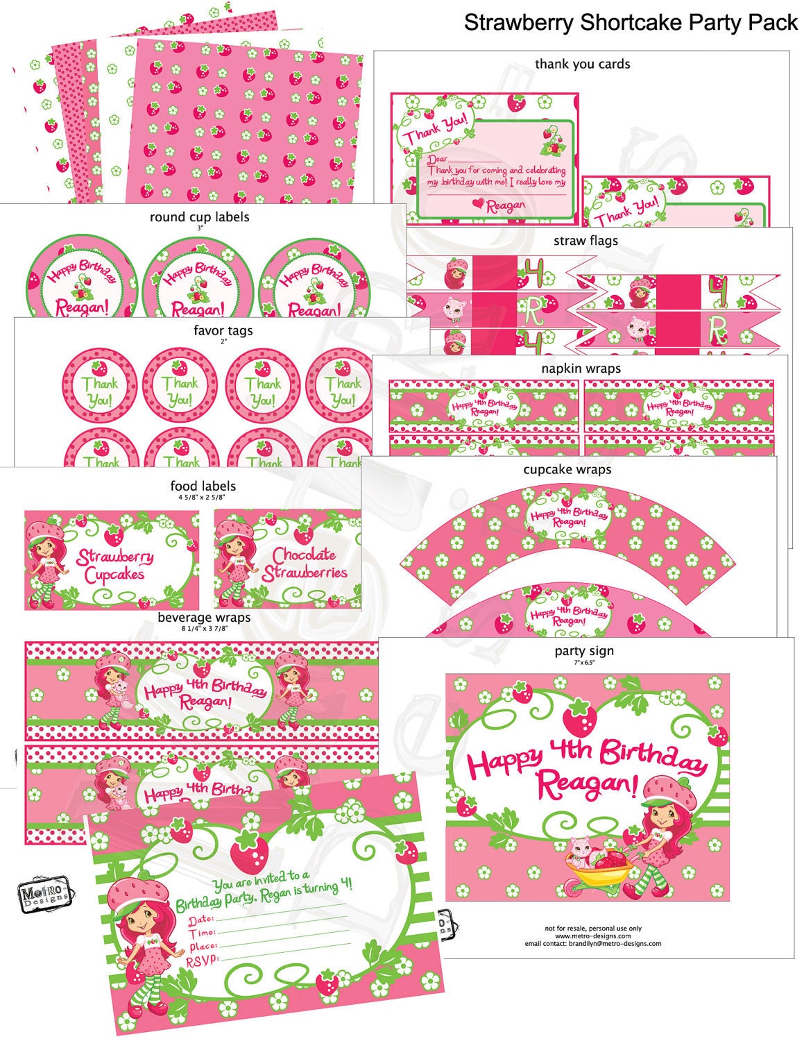 Strawberry Shortcake - Party Package D.I.Y. Il_570xn