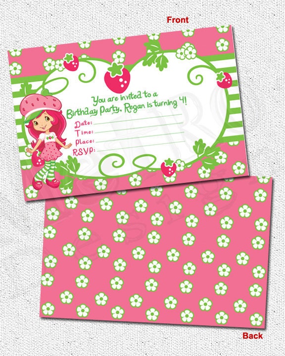 Strawberry Shortcake Invitations - Digital File Il_570xn
