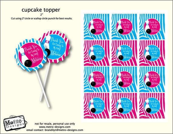 Bowling Theme Cupcake Toppers - Digital File Il_570xn