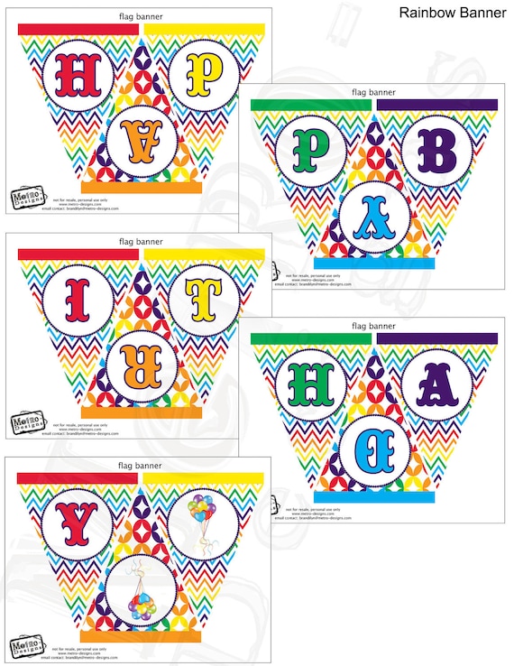 Instant Download - Rainbow Birthday Banner Il_570xn