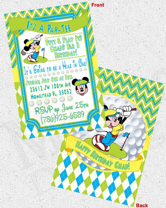 Mickey Mouse Golf Invitations - Digital File Il_570xn