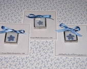 Silver Soldered Glass pendant with a Real Forget Me Not Flower