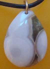 Green and White Tear Drop Stone Pendant--Free Shipping in U.S.