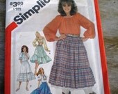 1981 Vintage Simplicity 5283 sewing pattern WESTERN ROCKABILLY COWGIRL pullover blouse, skirt, petticoat, waist-cincher, embroidery transfer