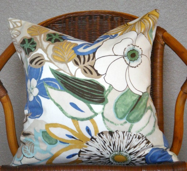 Robert Allen 18" Floral Pillow Cover (Sunblue)