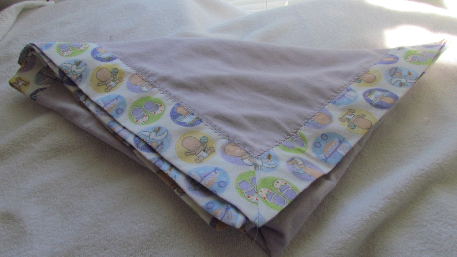 Lavender Flannel Receiving Blanket with Embroidered Name