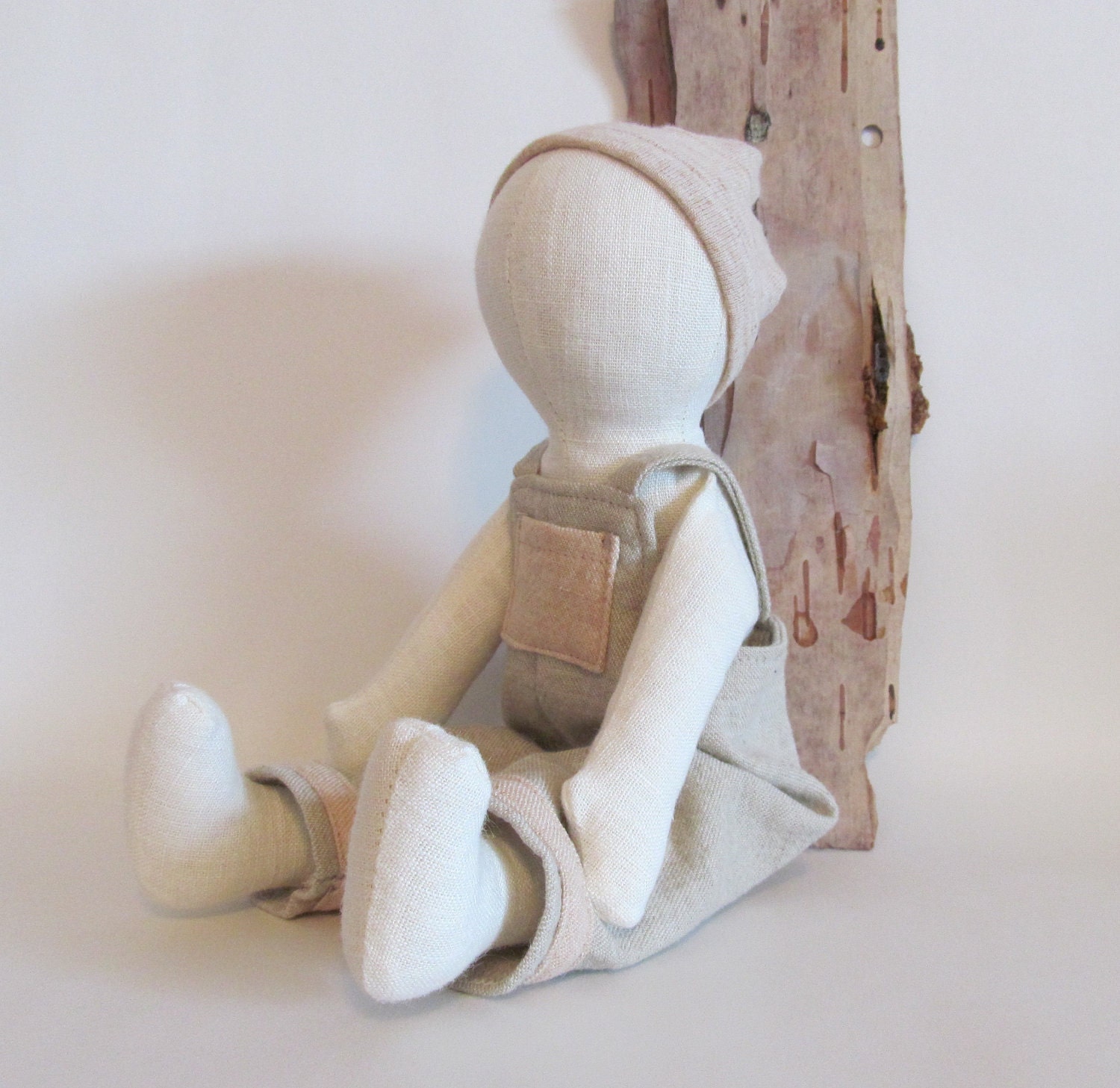11" Eco cloth baby doll with color grown organic cotton overalls
