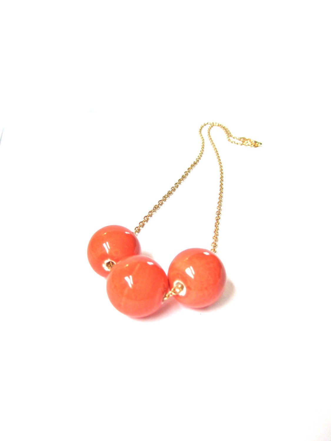 Coral Statement Necklace, Geometric, Modern, Ceramic, Spring
