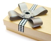 Ribbon gift wrap add-on, BLACK GINGHAM, black white grey silver
