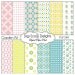 Garden Digital Scrapbooking Papers in Pink, Blue, Green for Card Making, Webdesign, Crafts, Instant Download