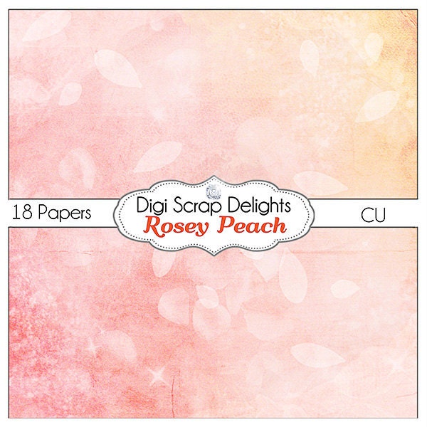 Digital Papers - Shabby Chic Rosey Peach for Art Journaling, Scrapbooking, Crafts, Invitations, Digital Scrapbooking, Instant Download