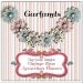 Vintage Rose Accordion Flowers with Stacked Fabric Circles Digital Scrapbook Embellishments, Instant Download