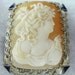 14K Gold Cameo Pin Pendant Brooch Shell Square Carved Victorian