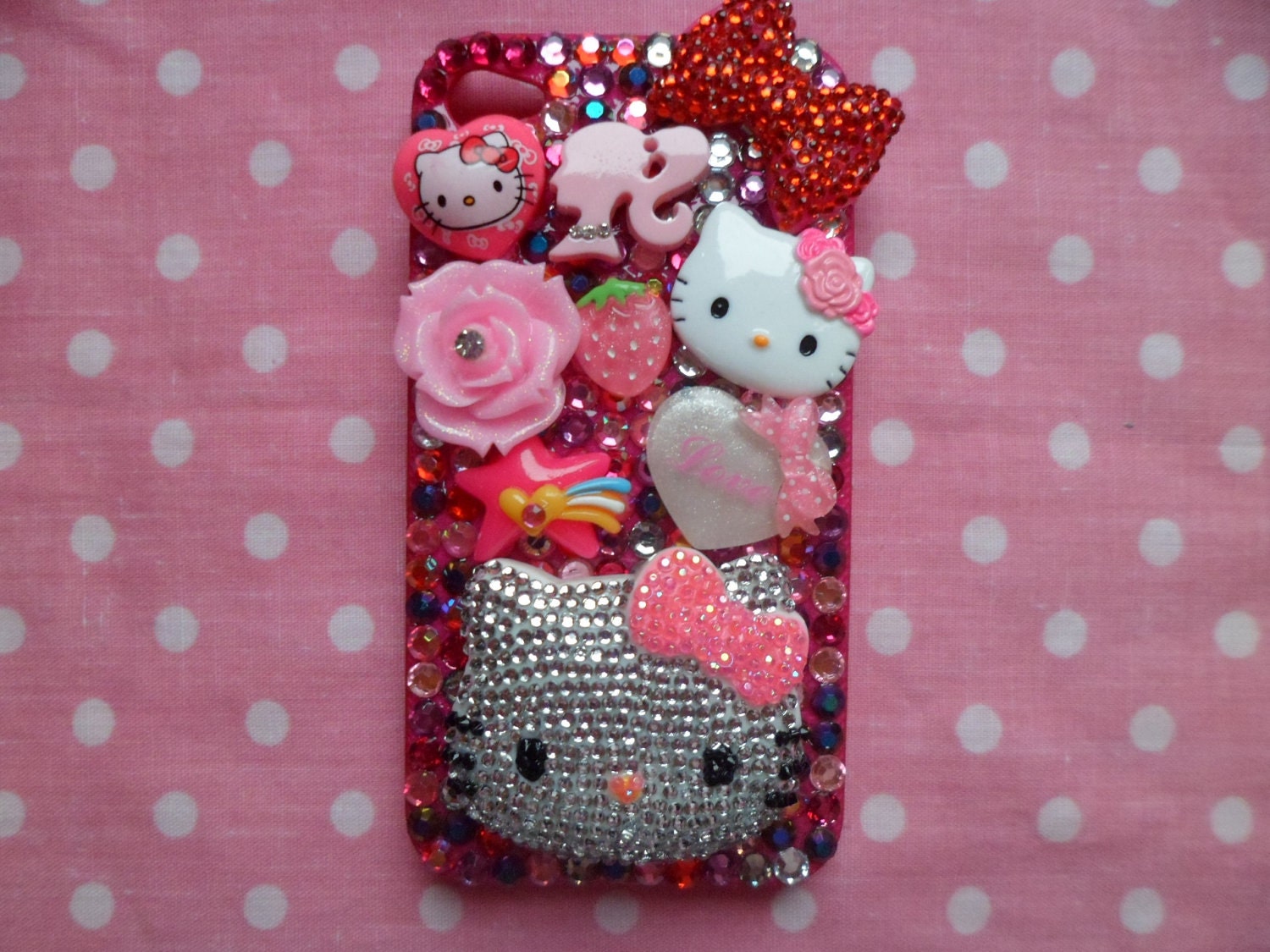 Bling Rhinestone Hello Kitty Head Kawaii iPhone 4 Cell Phone Case
