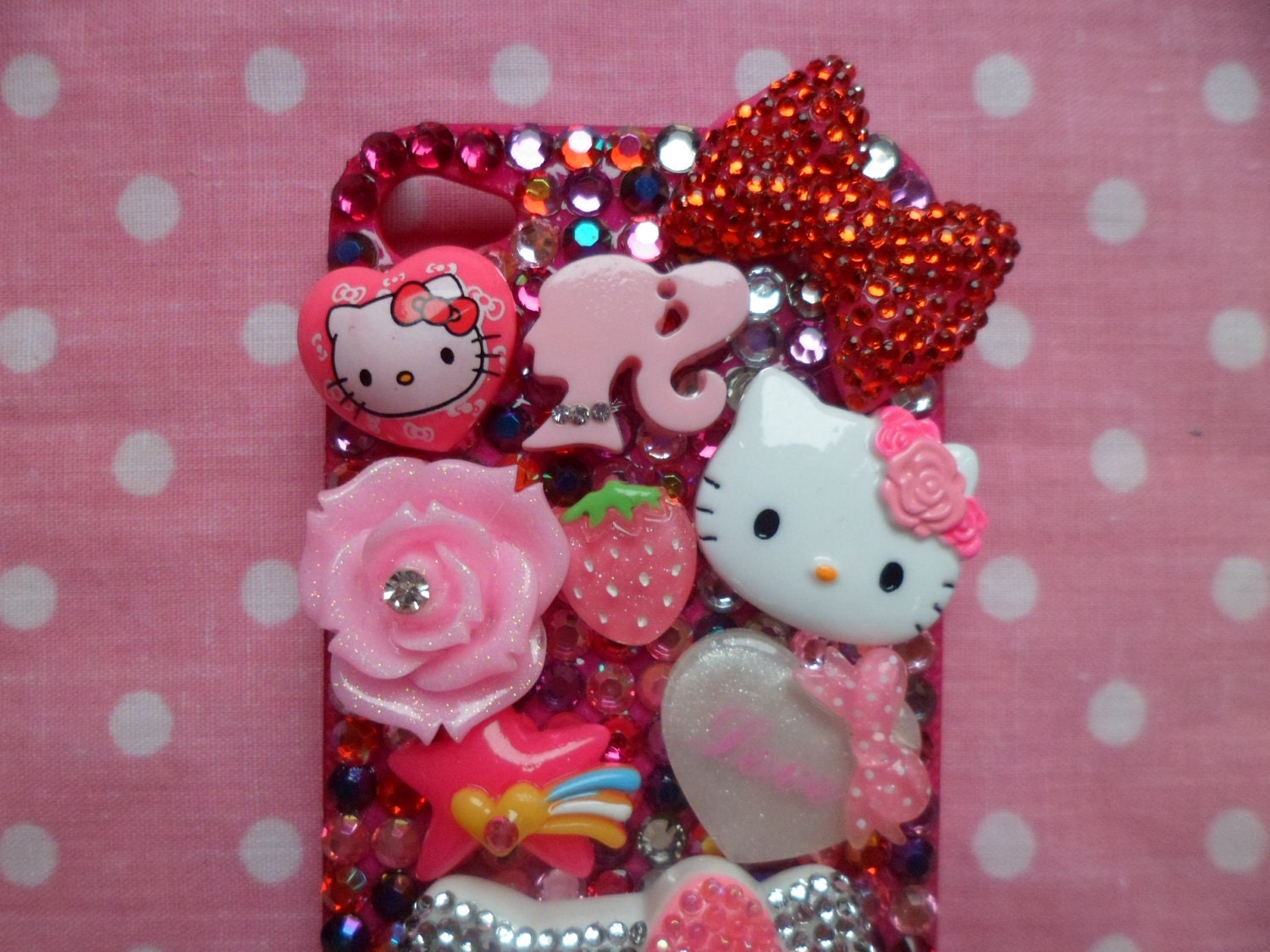 Bling Rhinestone Hello Kitty Head Kawaii iPhone 4 Cell Phone Case
