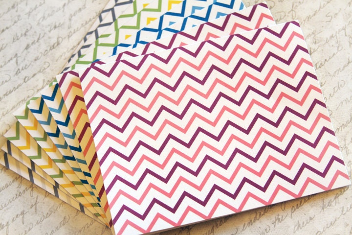 DIY PRINTABLE- Colorful Chevron Stripe Folded (A2) Cards Set - Bridal, Friend, Birthday, Hostess or Shower Gift, Writer, Mother's Day