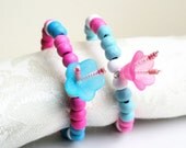 Flower napkin rings - wooden napkin rings - candy napkin rings - pastel napkin rings - pink napkin rings - beaded napkin rings
