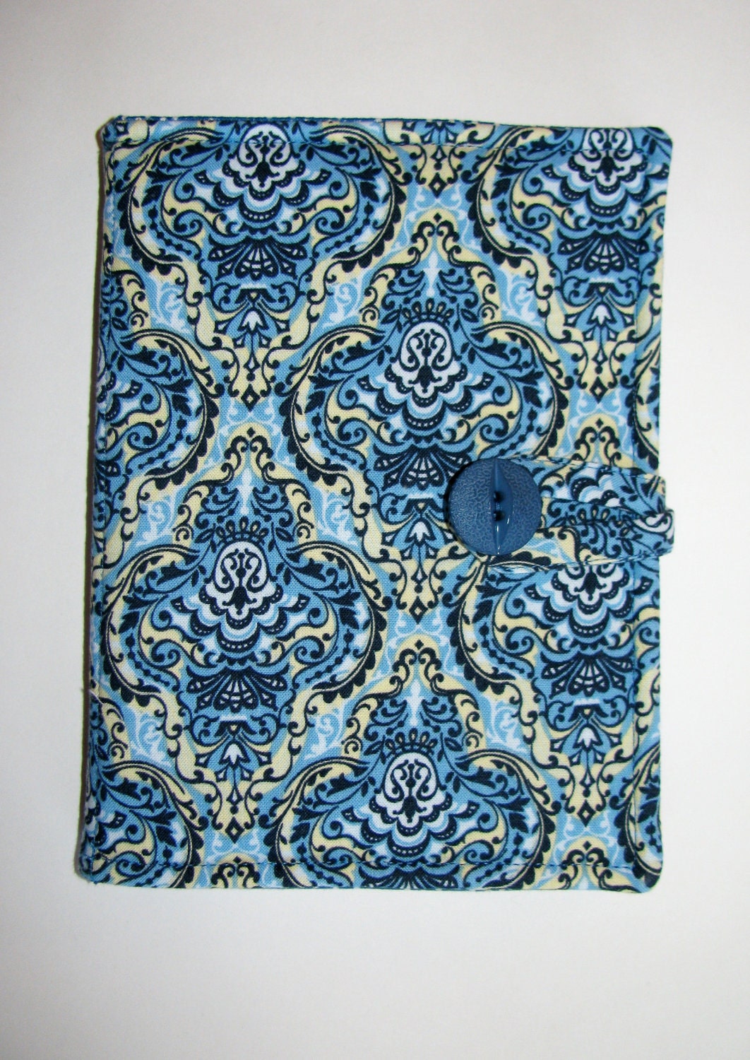 eReader Cover,Kindle Cover, Kindle Fire HD Cover, Kindle Touch Cover, Kobo Vox Cover, eBook Cover - Book Style- Blue and Yellow Damask
