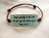 Lilly Pad Background Psalm 37:4 Scripture Bracelet